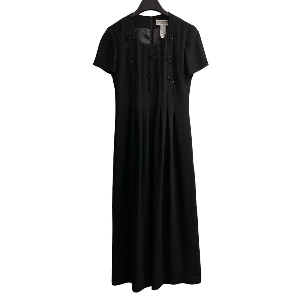 Vintage Jessica Howard Dress Women 6 Chiffon Butterfly Beaded Pleated Maxi Event